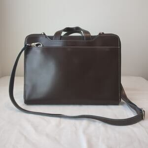 LODIS Leather Briefcase Laptop Computer Bag Brown Leather